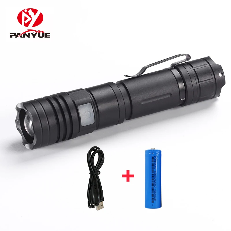 

PANYUE C13 Multi-Functional Flashlight 1000LM XM-L2 LED USB Rechargeable 5 Modes Zoomable Attack Head Flashlight