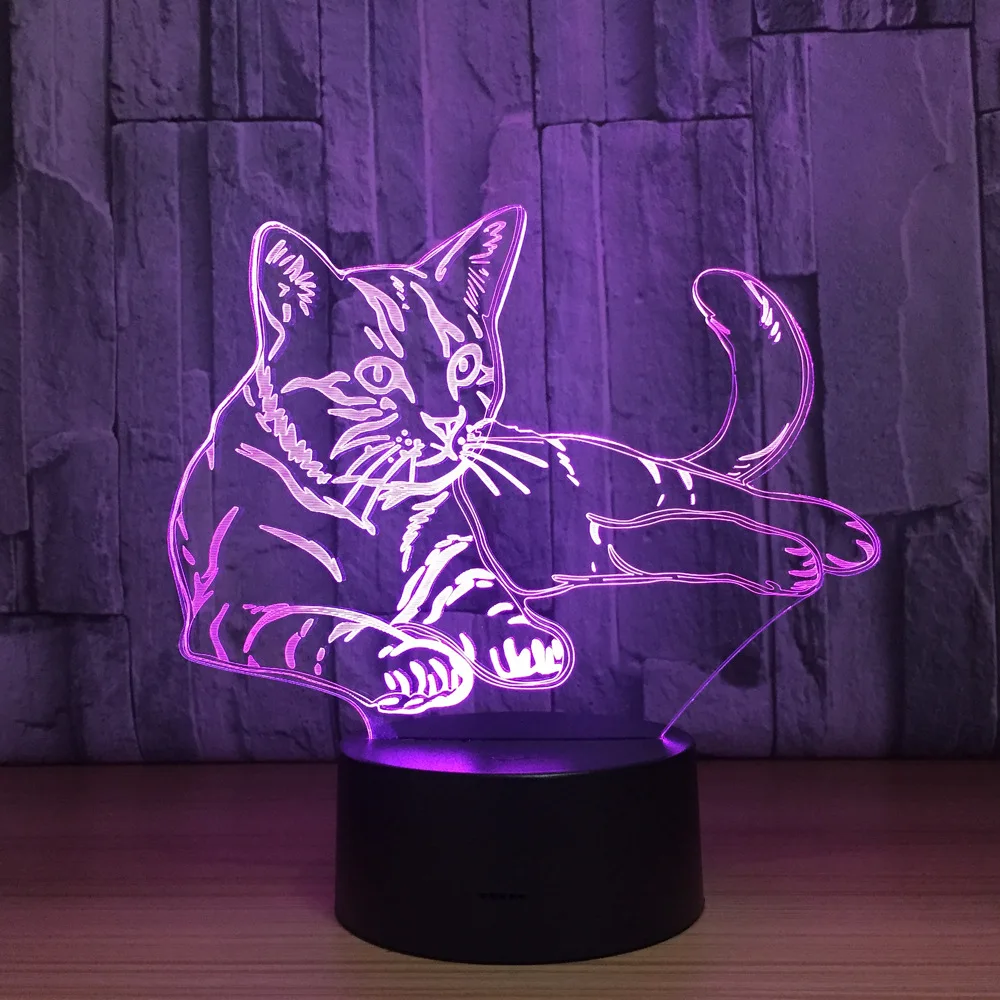 Night Light 7 Color Changing Led Kids Bedside Sasuke Modelling Cat Lighting Fixtures 3D Visual Anime USB Charging Desk Lamp images - 6