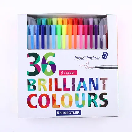 Хорошее качество! Профессиональный треугольный тонкий лайнер набор из 36 цветов