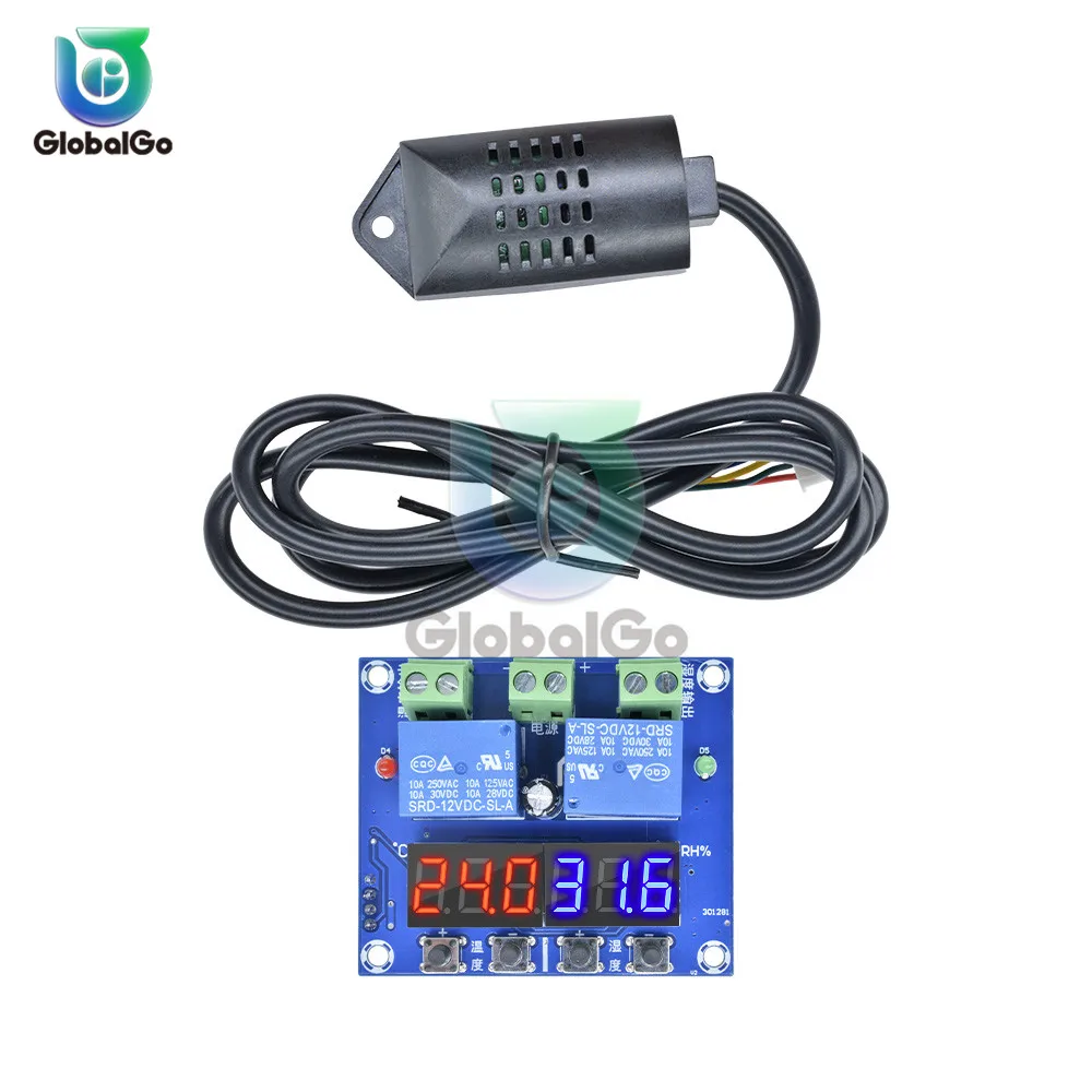 DC 12 V цифровой дисплей двойной выход Термостат светодиодный регулятор влажности