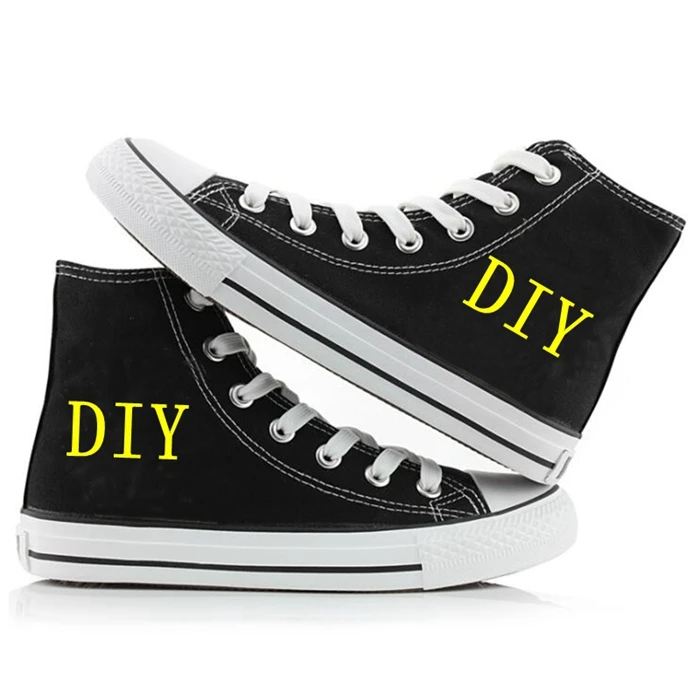 B Black DIY обувь индивидуальные изображение логотипа холщовая обувь кеды для женщин и мужчин подростков Повседневная Вулканизированная обувь для отдыха - Цвет: B Black