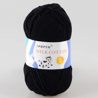 18 black TPRPYN 1 шт. = 50 г пряжа для вязания крючком из молочного хлопка, мягкая теплая Детская Пряжа для ручного вязания - Цвет: 18 black