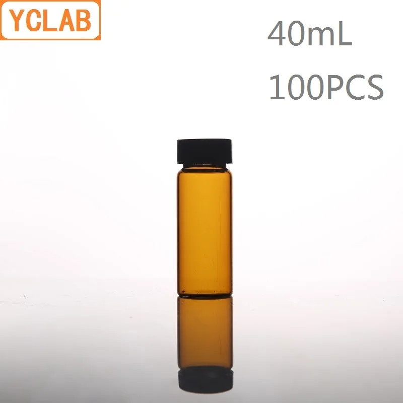 

YCLAB 100PCS 40mL Glass Sample Bottle Brown Amber Screw with Plastic Cap and PE Pad Laboratory Chemistry Equipment