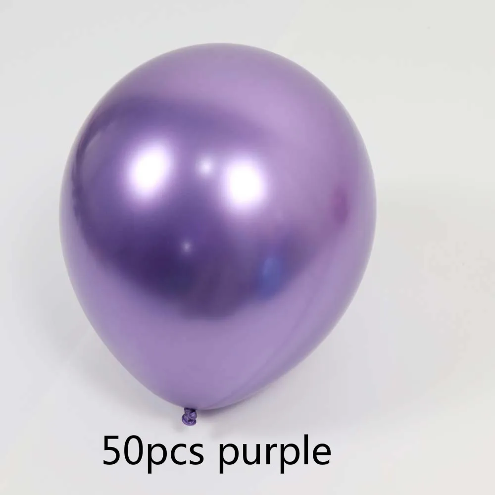 purple 50 шт в наборе, 5/10/12 дюймов, зеленого, фиолетового, синего цвета цвета: золотистый, Серебристый Хром латексные воздушные шары с металлическим отливом на день рождения Свадебная вечеринка Декор Babyshower - Цвет: purple