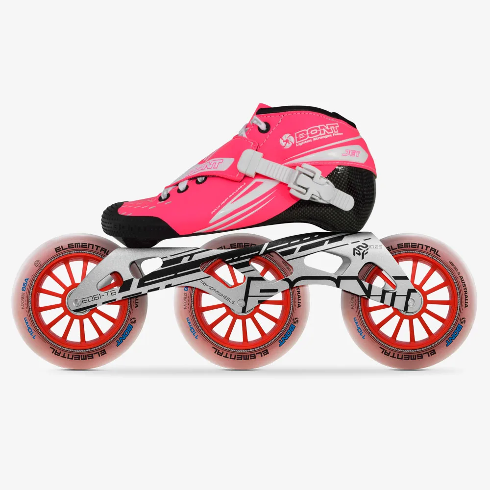 Оригинальные роликовые коньки Bont Jet speed, Размер 29-40, теплопроницаемая рама из углеродного волокна, 3*110 мм, электрические колеса, гоночные патины