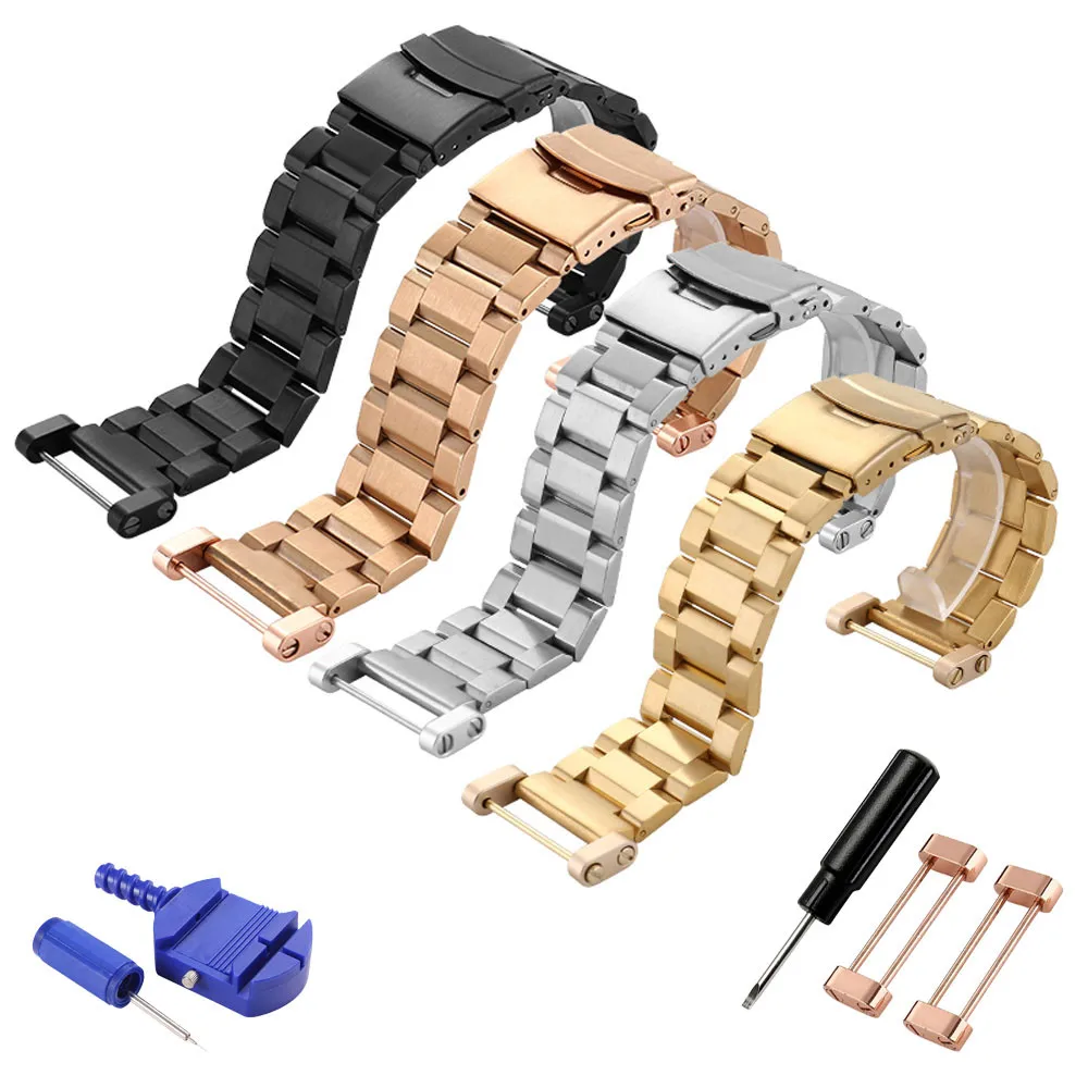 Женский ремешок 24 мм для часов Suunto Core из нержавеющей стали + PVD Адаптеры винты