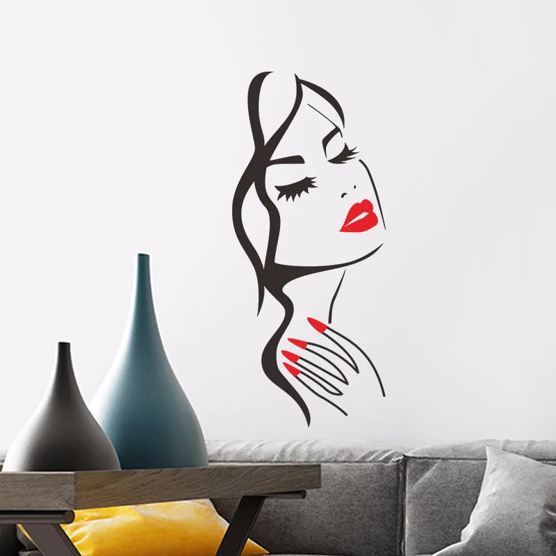 Красные ногти наклейки на стену для спальни девушки DIY домашний декор сексуальная женщина Маникюр салонная Наклейка на стену виниловые наклейки на стену
