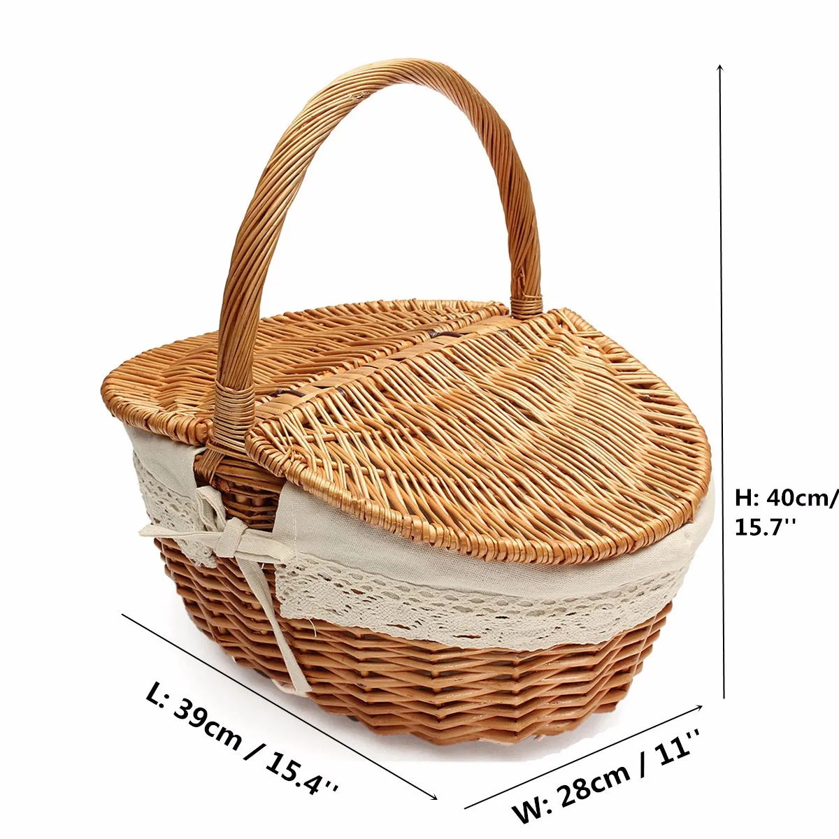 Плетеная корзина для пикника 39x28x40 см коробка хранения фруктов из ротанга закусок