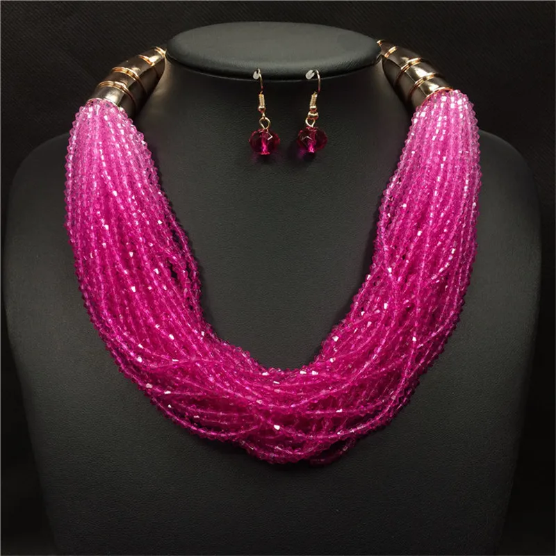 Многослойное многослойное ожерелье и серьги из смолы бусы украшения набор