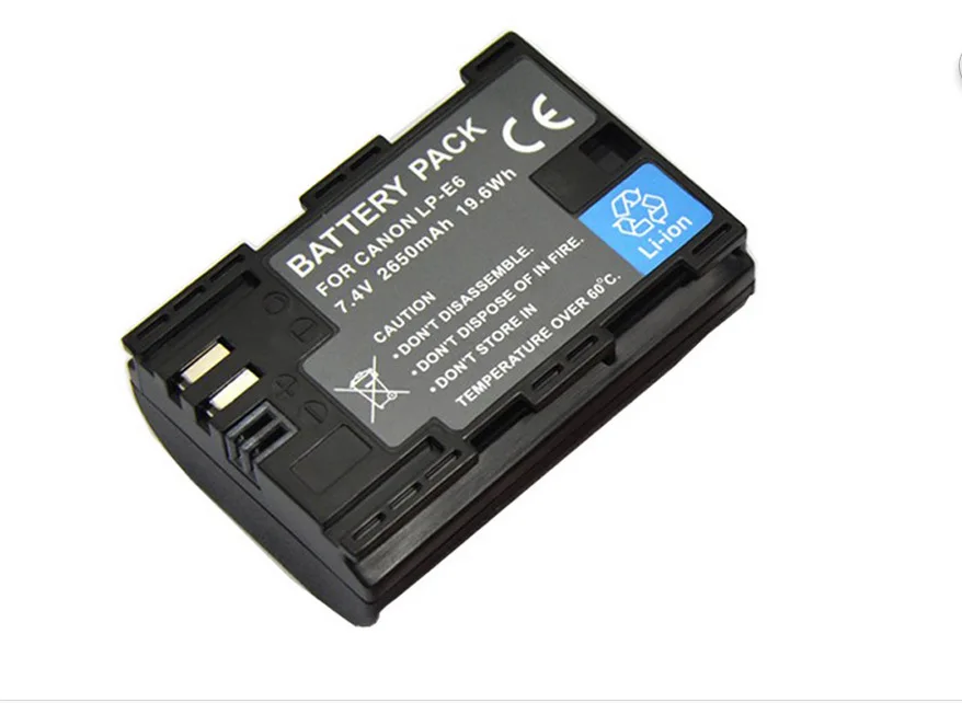 Dinto 1 шт. высокое качество 7 4 V LP E6 LPE6 2650 мА/ч Перезаряжаемые Камера Батарея для