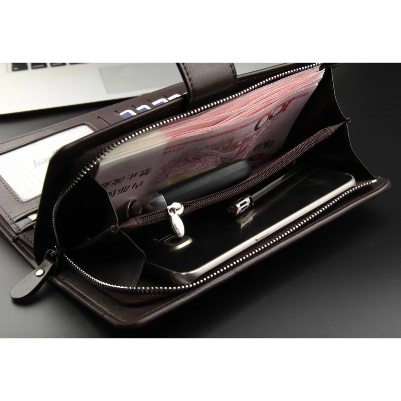 Кошельки мужские большого объема мужской клатч кожаный удлиненный бумажник на