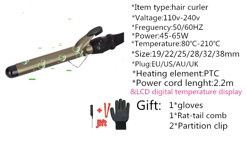 Щипцы для завивки волос с ЖК дисплеем 38 мм|iron hair curler|hair curlercurling irons |