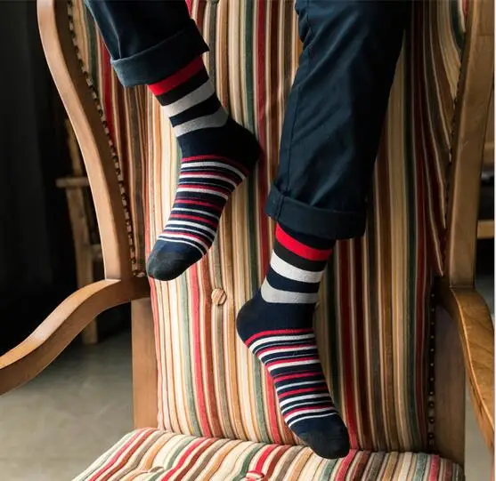 Лидер продаж 2017 Осень Зима Мужские носки полосатые повседневные оптовая продажа