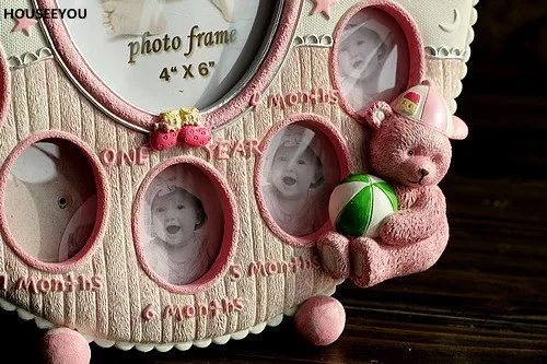 Розовый домашний декор фоторамка креативный детский розовый коллаж из смолы