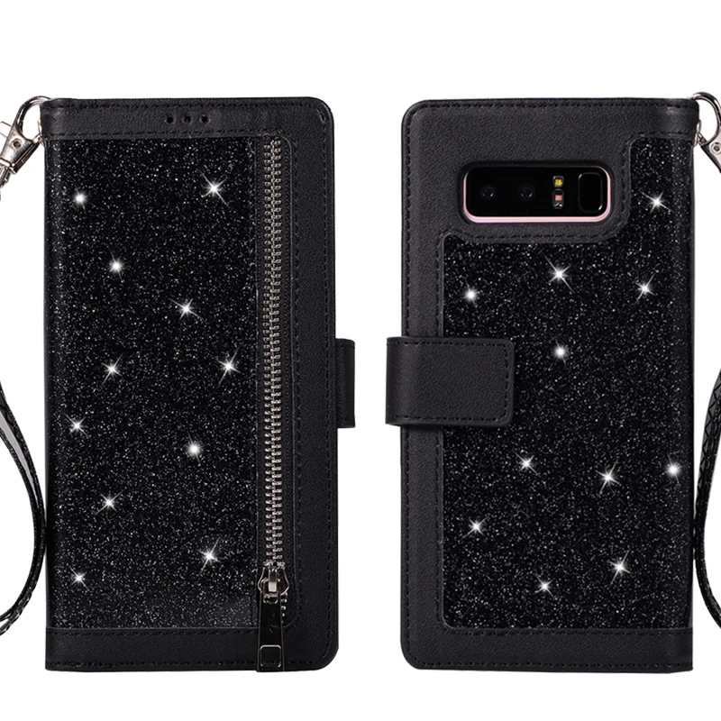Откидная крышка для Galaxy S10e S10 S9 Plus Note 10 Plsu 8 9 кожаный кошелек с блестками магнитные Чехлы для книг для Iphone 11 Pro Max XR XS MAX