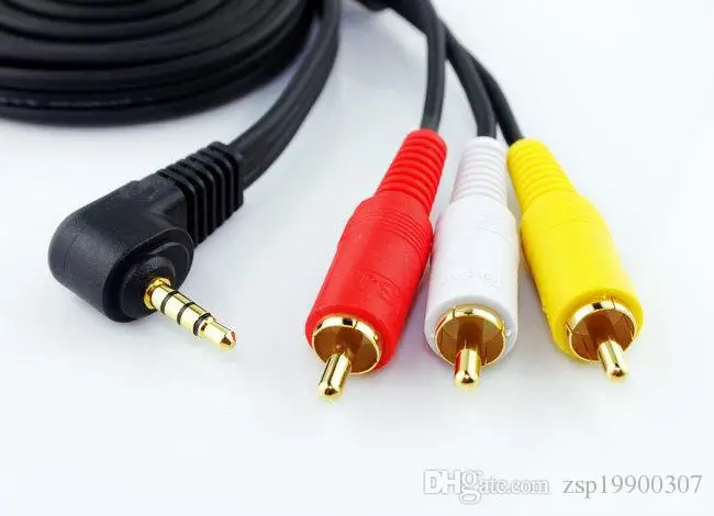90 градусов 3.5 мм Мужской Джек 3 RCA штекер адаптер аудио конвертер видео кабель av