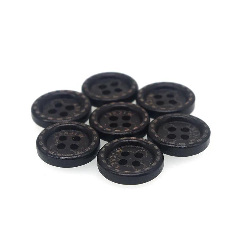 Wooden Sewing Buttons Scrapbooking Round Black Two Holes Mickey Pattern 15mm 50PCs Costura Botones Decorate bottoni botoes | Дом и сад