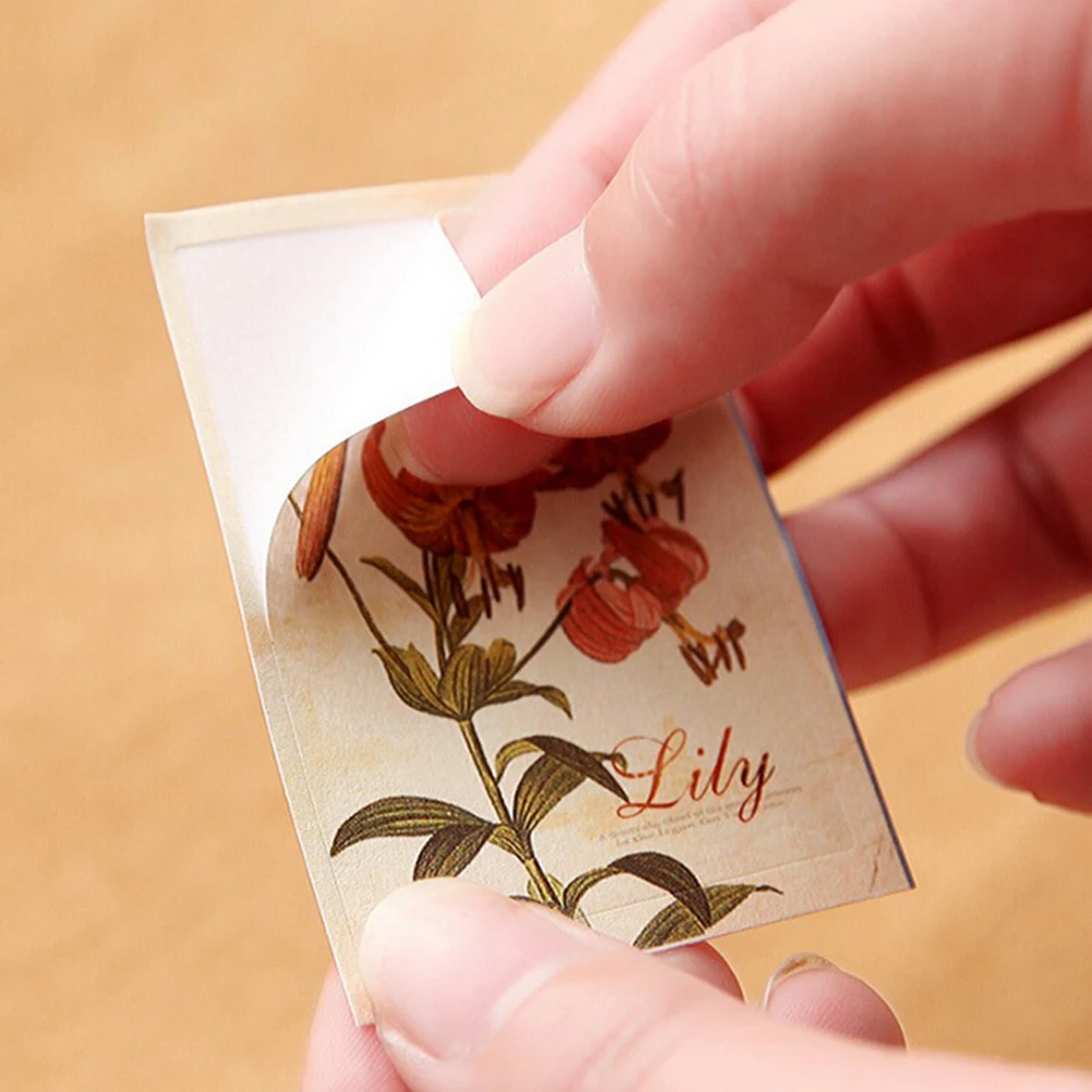 DIY Cartoon Label Sticker Memo Vintage Retro Sticky Paper for Scrapbooking Decoration 52 pcs/bag | Канцтовары для офиса и дома