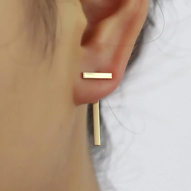 Jisensp Korean Fashion Crystal Front Back Double Sided Stud Earrings for Women Ear Jackets Piercing Jewelry Earing Pendientes images - 6