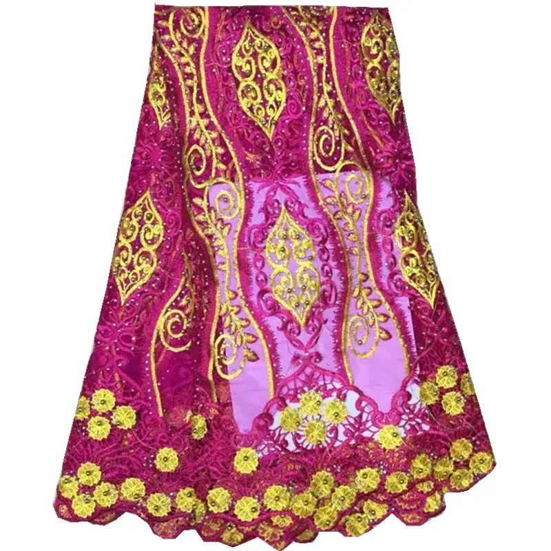 2017 Бесплатная доставка африканская Кружево Ткань высокое качество Вышитый Тюль