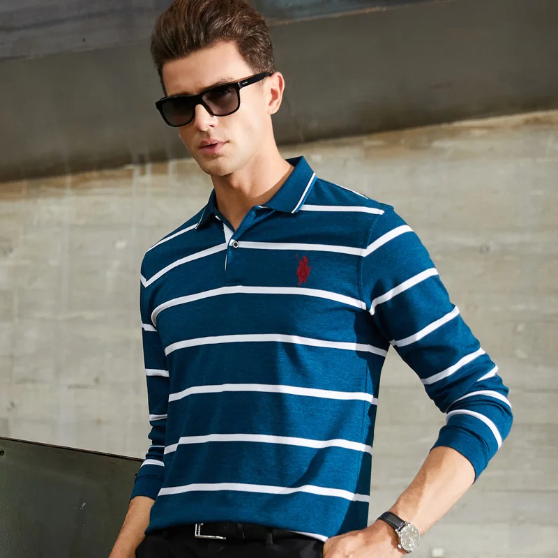 2018Haute Qualite Solide couleur Hommes Polo 3D Broderie Casual Polode Chemises hiver hommes A manches Longues polo chemise | Мужская