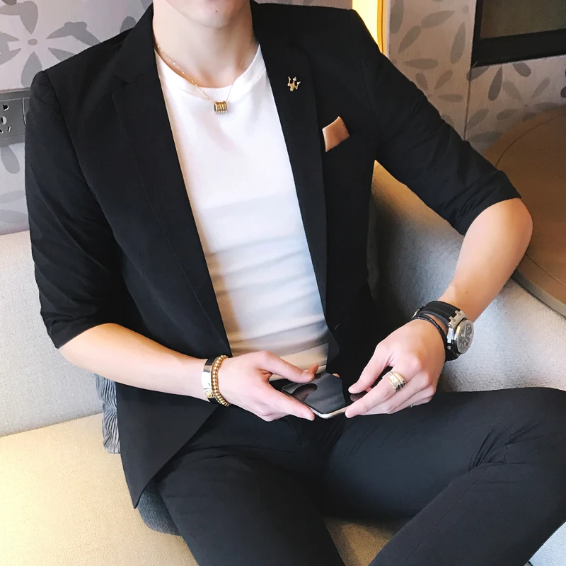 Новинка весна-лето 2019 тонкий маленький блейзер с короткими рукавами в Корейском