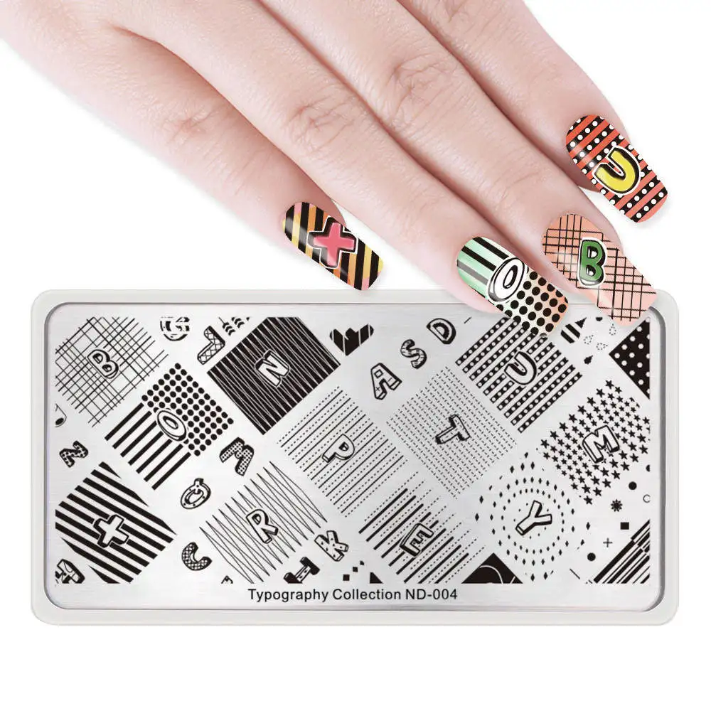 Квадратный штамповочный шаблон NICOLE DIARY для ногтей собака животное цветок буква