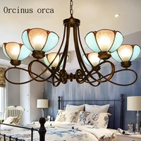 mediterranean minimalist iron art chandelier living room dining room american style pastoral originality glass pendant lamp
