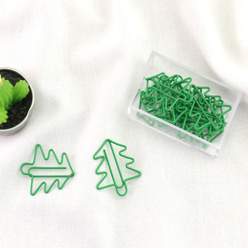 

15pcs/box hot sale green metal christmas tree multicolour clip paper clip bookmark book mark cute paper clip