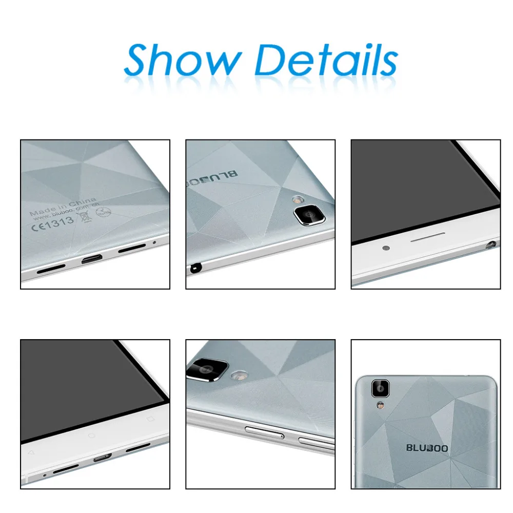 Bluboo Майя смартфон 3G 5 &quotAndroid 6 0 MTK6580 4 ядра 3000 мАч 2 ГБ + 16 13.0MP 8.0MP двойной камеры Dual SIM