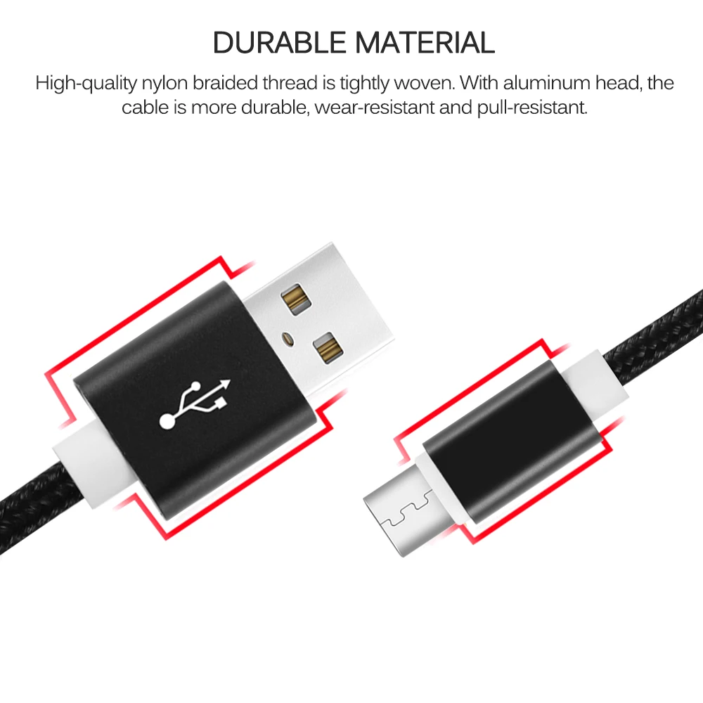 Micro USB зарядное устройство с кабелем для samsung Xiaomi huawei 0 5 м/1 м/2 м зарядный кабель