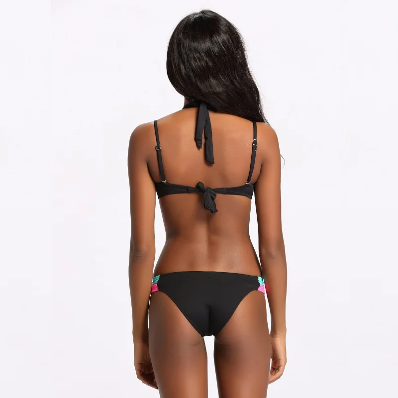 2019 Gradient Color Biquine Women's Brazilian Beach May Halter Bikinis Set Retro Sex Bath Bikini Swimwear Female Swimsuits | Женская