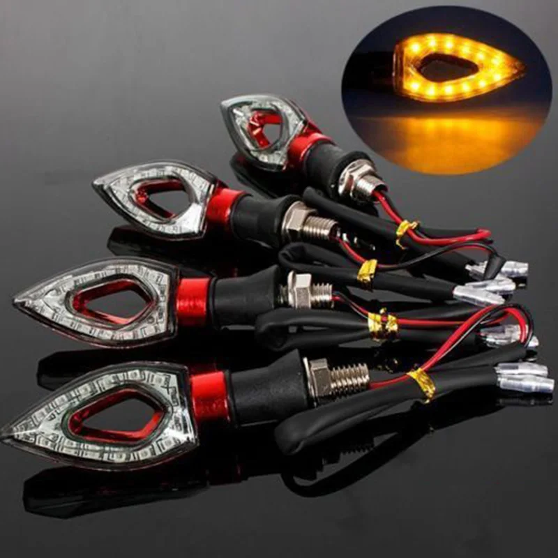 4pc Red Универсальный 12 Светодиодный мотоциклетный световые указатели поворота сигнальные огни, мигалки светильник s лампа для Мотоцикла Suzuki Kawasaki - Цвет: 4pc Red