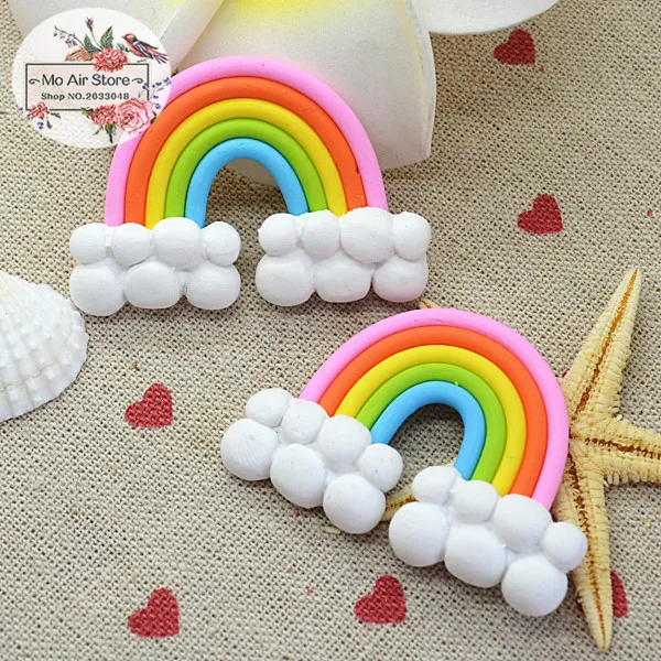

5PCS polymer clay hand made rainbow Flatback Cabochon Miniature Food Art Supply Decoration Charm DIY craft