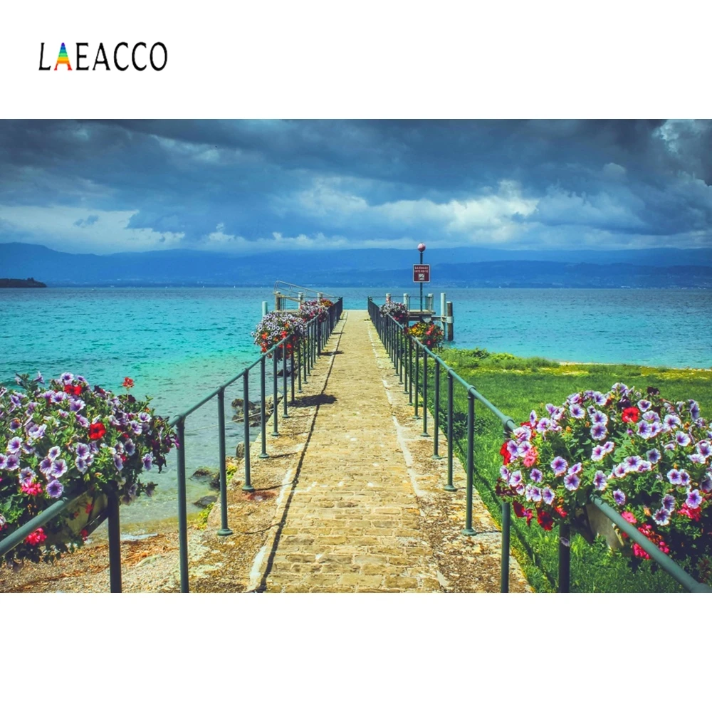 Laeacco летние морские цветы прохладное место праздник семья фотография фон