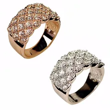Женское кольцо из циркония с золотым и серебряным покрытием