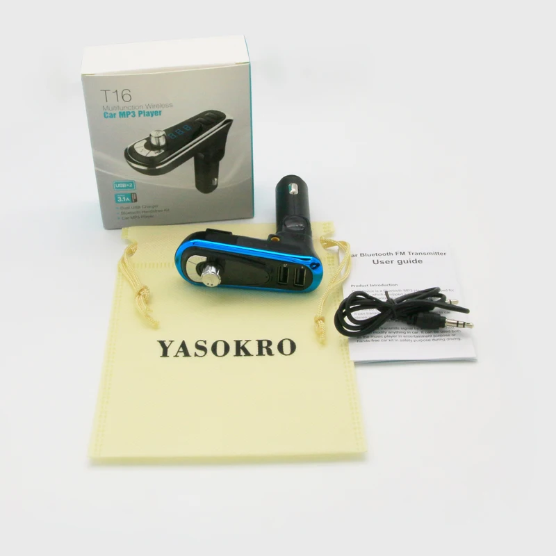 Автомобильный Bluetooth трансмиттер YASOKRO FM модулятор с функцией громкой