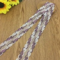 3 2cm width white with purple flower mesh double side embroidery sewing lace trim guipure fabric ribbon craft diy tl