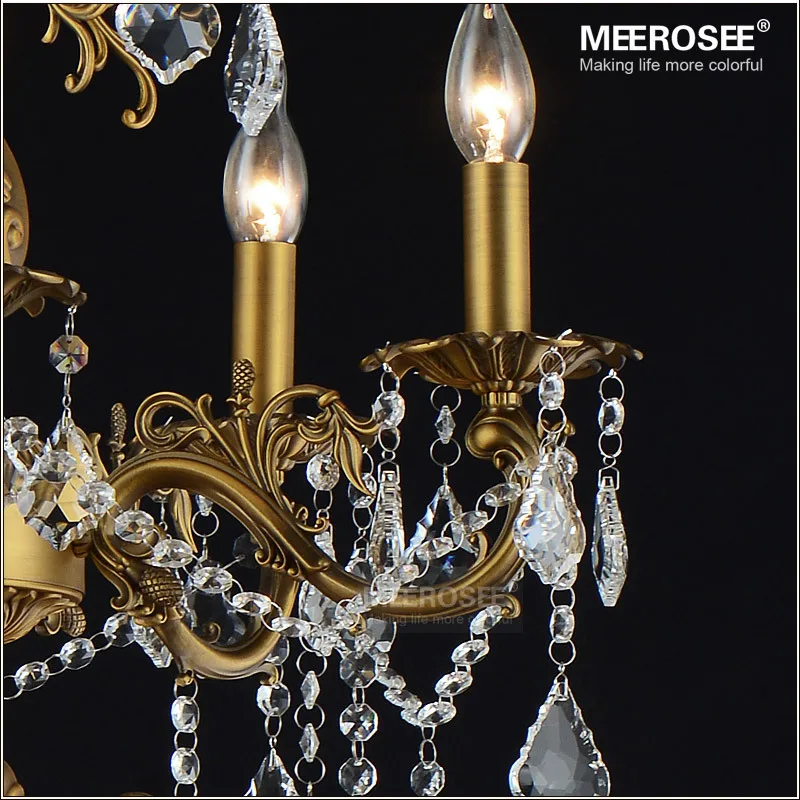 

15 Lights Brass Color Bronze Finish Crystal Chandelier Lamp Big Crystal Lustre Light Fixture 2 tiers Villa Cristal Lighting