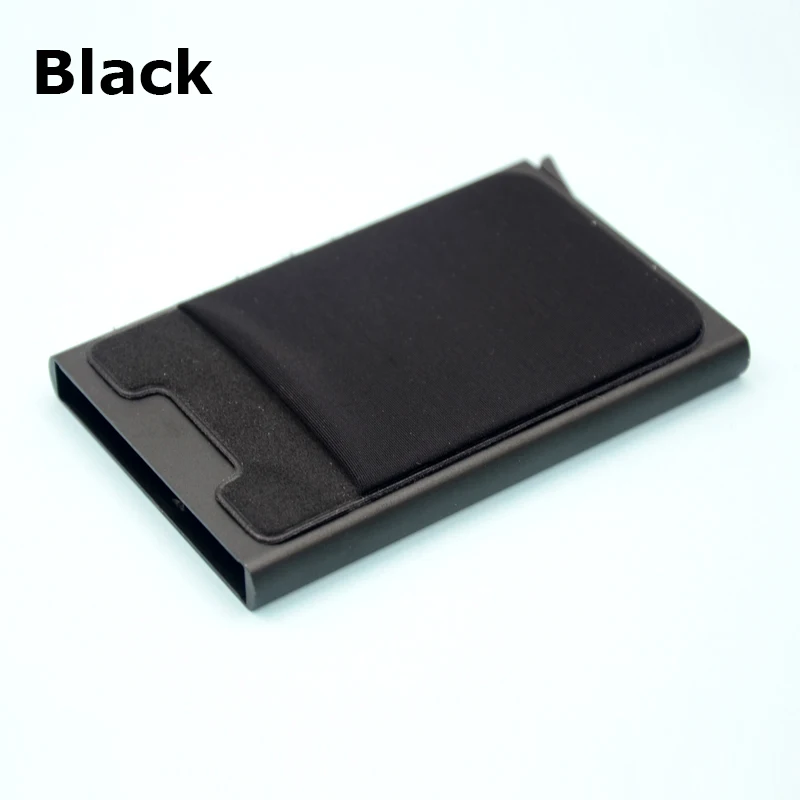 Black BONAMIE RFID Wemen алюминиевый кошелек с задним карманом автоматический всплывающий чехол для карт держатель для кредитных карт маленький тонкий кошелек - Цвет: Black