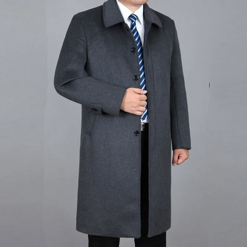 M 4XL длинное мужское кашемировое пальто деловое большое шерстяное Мужская