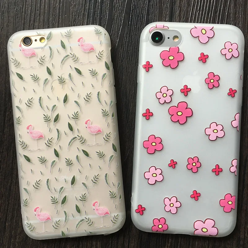 Kerzzil модные 3D роспись цветы Фламинго Cat Чехол для iPhone 6 6S 7 Plus матовая Мягкие TPU