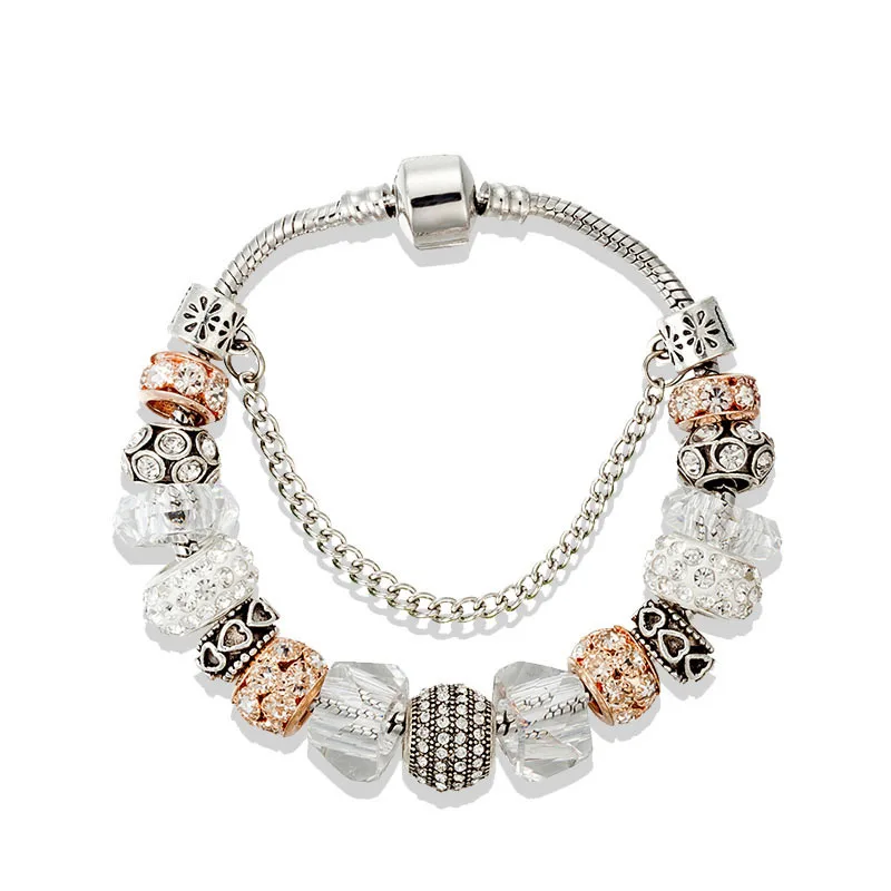 018 Лидер продаж Серебряное сердце для влюбленных очарование Пандоры браслет Для