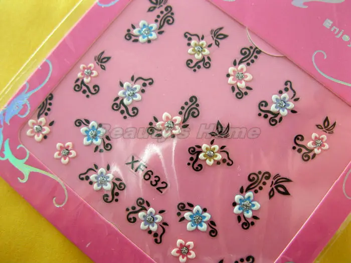 5 in 1 nail designs adhesive 3D Nail Stickers decals Art Decoration different pattern Free shipping #1563 | Красота и здоровье