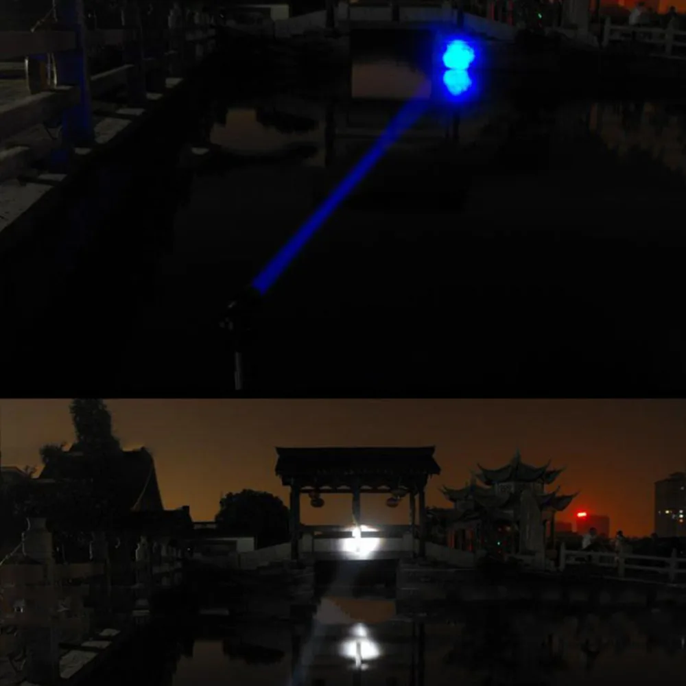 Rechargeable Zoom LED Flashlight 3 Mode Adjustable Focus Night Fishing Light LCD Display Torch Lamp Purple/Blue/White | Лампы и