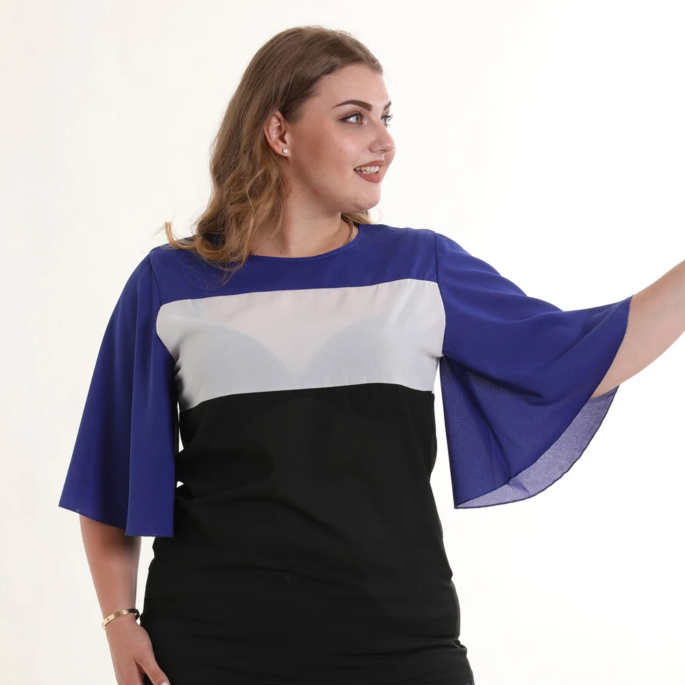 Новая мода лето 2019 г. Женская Повседневная футболка плюс размеры 5XL XXXXL шифон