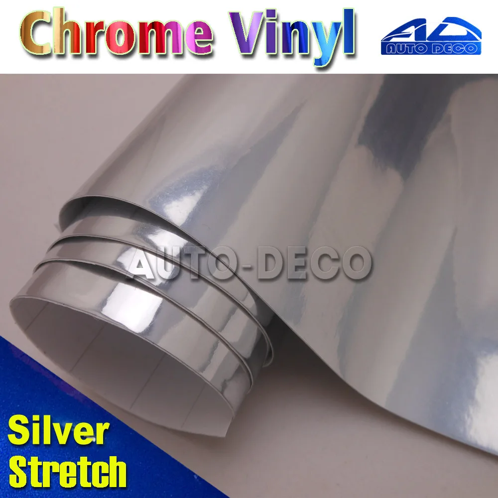 

High Quality 20m/roll Silver Auto Chrome Vinyl Film Car Wrap Sticker Foil Easy to Stretch Free Shipping by FedEx