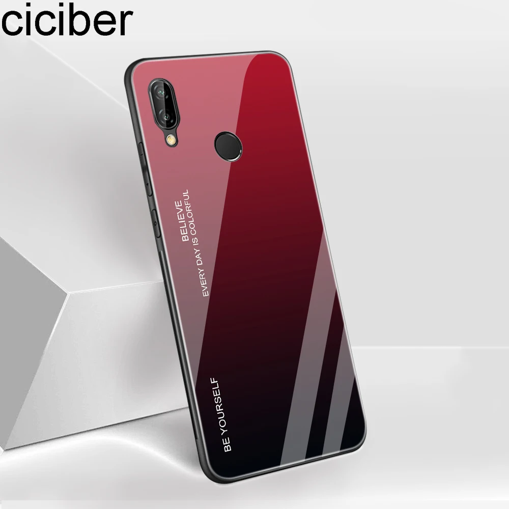 ciciber Gradient Tempered Glass Cover for Huawei P20 Pro Hard Back Colored Phone case huawei Lite Coque Funda Capa |