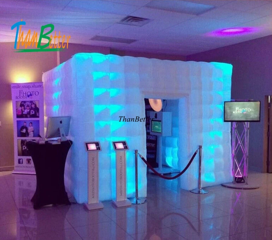 Beste 3.0x3.0x2.4 M ThanBetter Custom Opblaasbare Foto Booth Opblaasbare Kubus Met Multi-color LED Licht