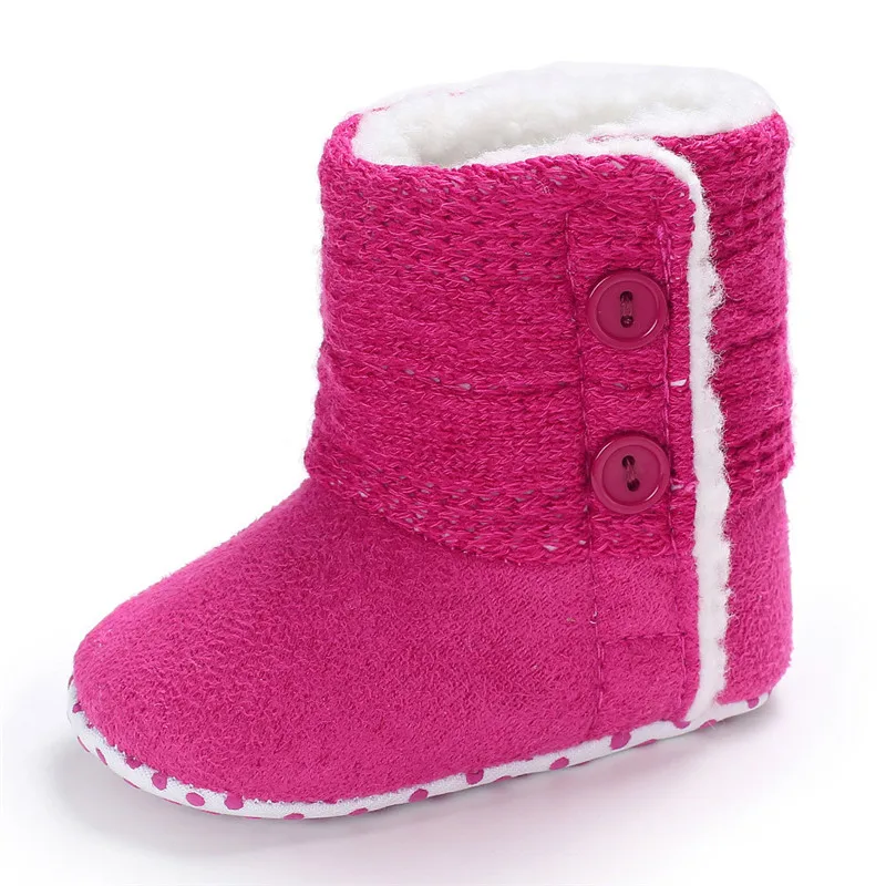 Hot pink As shown Зимние сапоги для новорожденных девочек и мальчиков, мягкие пинетки для младенцев, младенческие сапоги для снега, теплая обувь для новорожденных - Цвет: Hot pink As shown